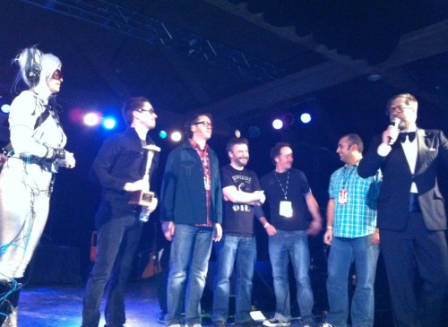 Kirby Krackle with John Roderick and a space lady at the Seattle Interactive Conference Battle of the Geek Bands