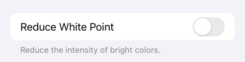 The iOS Reduce White Point setting UI